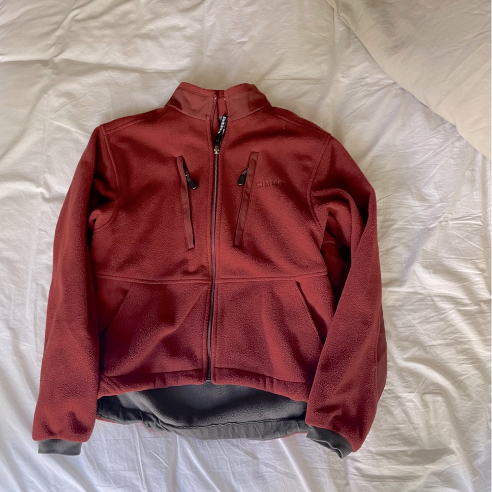 Red and Gray Zip Up Sweater Simms Size Medium